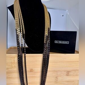 New RJ GRAZIANO Gold & Copper Toned Ombré Mutlistrand Statement Necklace; 38”